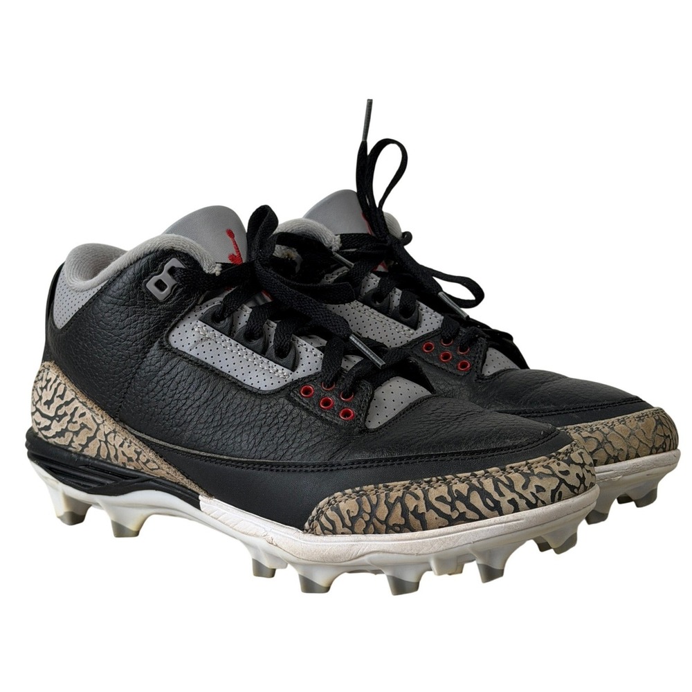 Air Jordan 3 Retro TD Mens Size 8 Mid Black Cement Football Cleats FZ8626-001